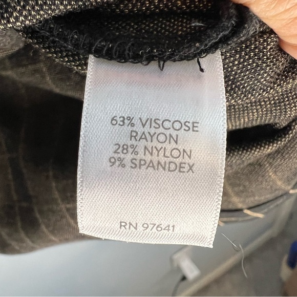 J jill Ponte Knit Windowpane Top Black Camel Boatneck Button Sleeve Size M - Picture 8 of 11